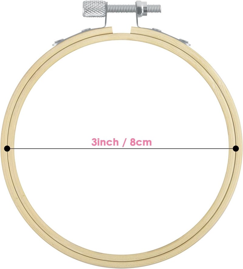 TINDTOP 16 Pieces 3 inch Embroidery Hoops, Bamboo Frame Circle Cross Stitch Hoop Ring Embroidery Hoops Set for Embroidery and Cross Stitch - Image 3